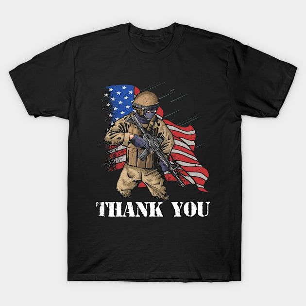 Patriotic American Flag Thank You Men Women Girls Boys Kids T-Shirt by ElisamaAmarezw
